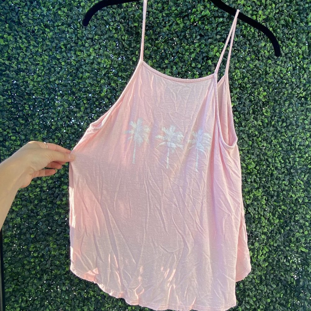 Women's Pink Palm Tree Tank Top